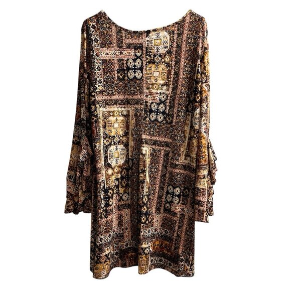 Haani Dress Womens 3X Floral Patchwork Shift Jersey Knit Flutter Sleeve Boho - Picture 2 of 7